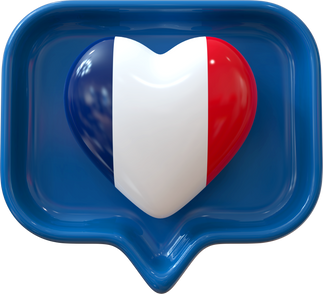 France Heart flag 3D